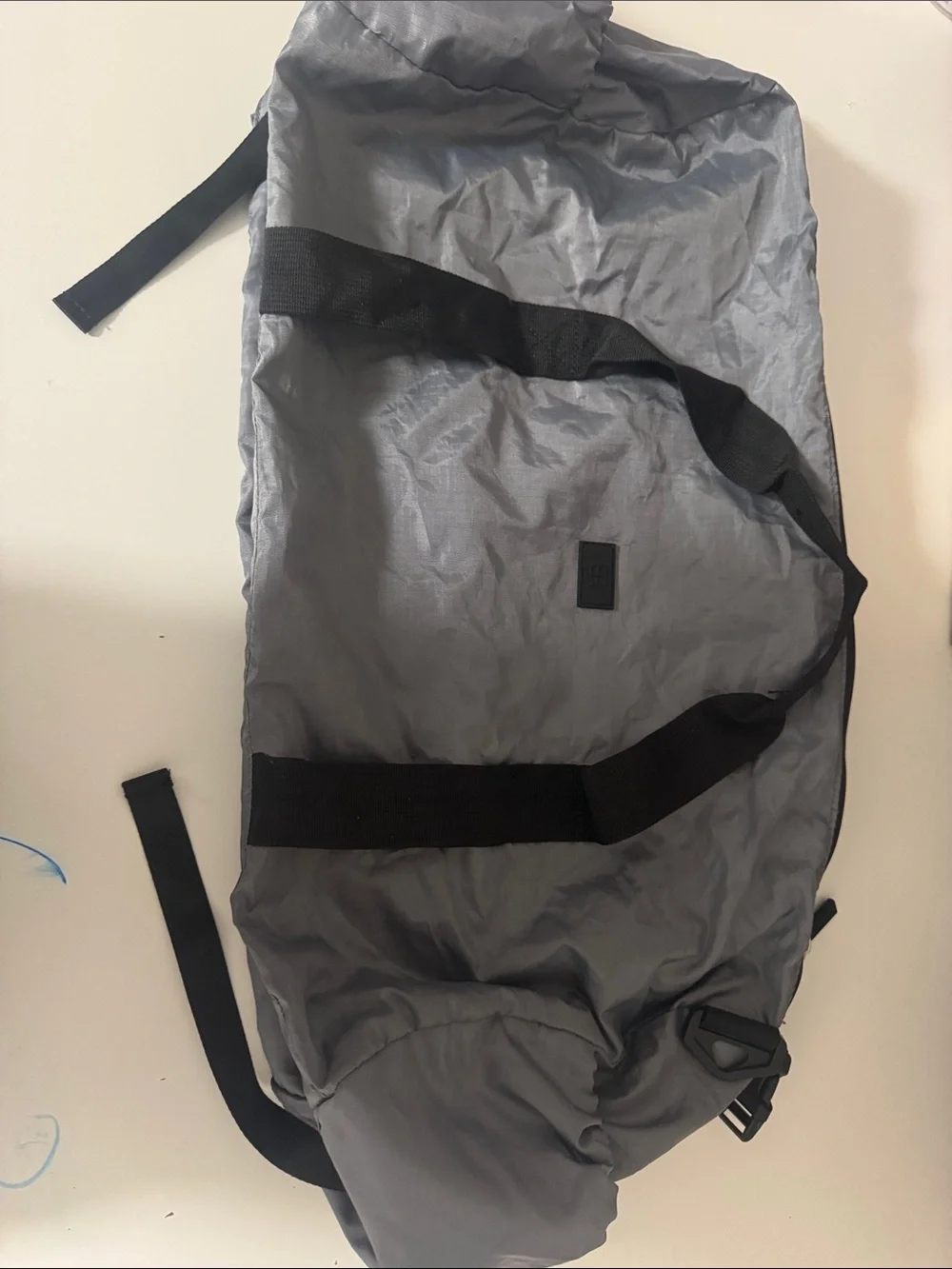 Gray Men's Duffel Bag with Black Webbing Straps